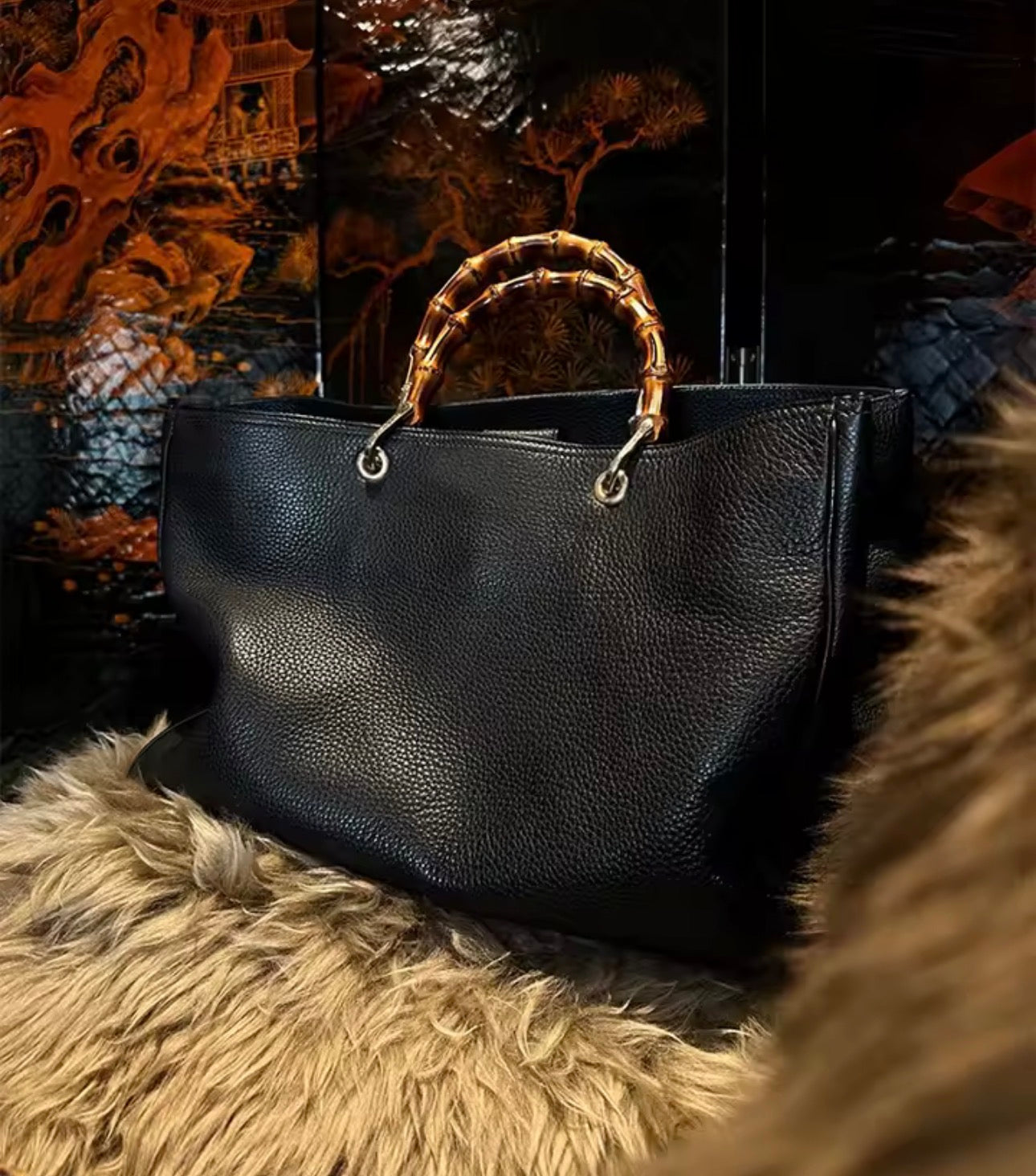 Leather & Bamboo Tote
