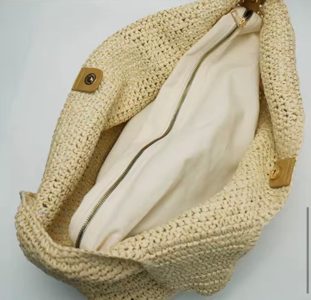 Raffia Shoulder Tote