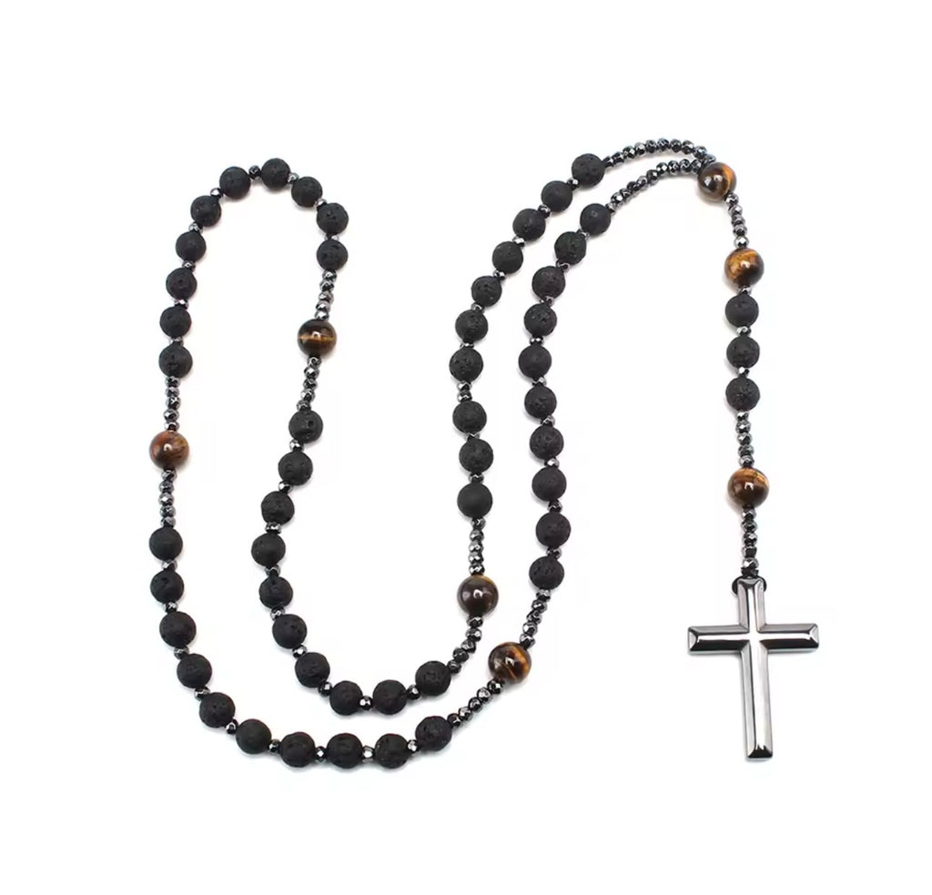 Men’s Lava Stone Cross Necklace