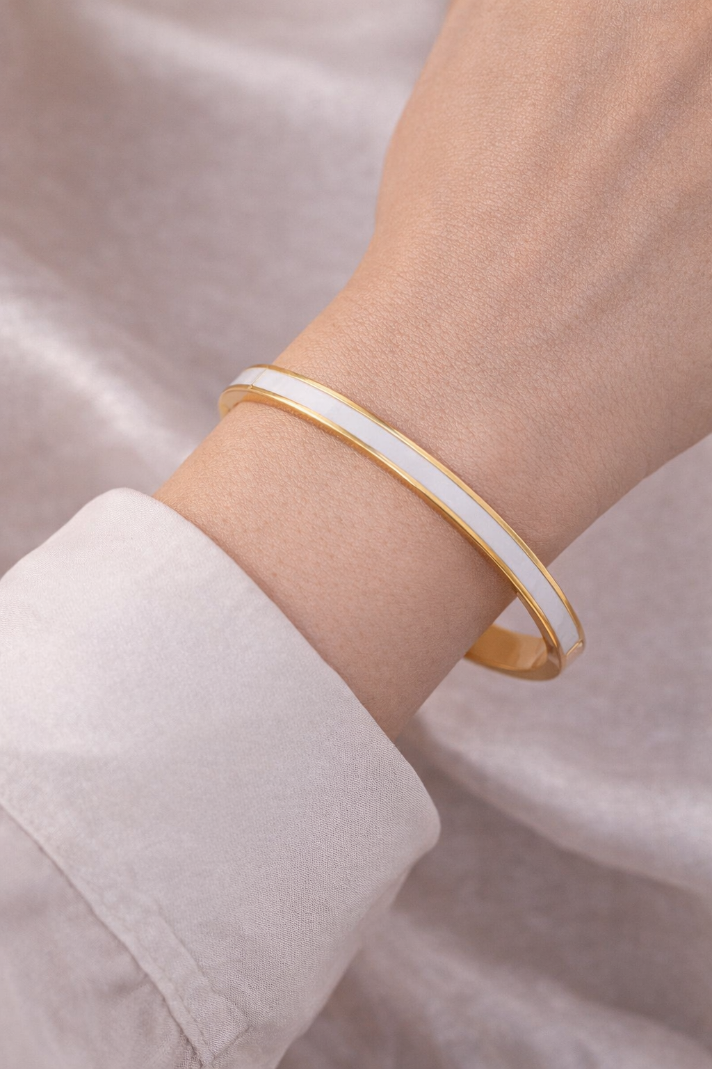 White Lies & Gold Vibes Bangle Bracelet