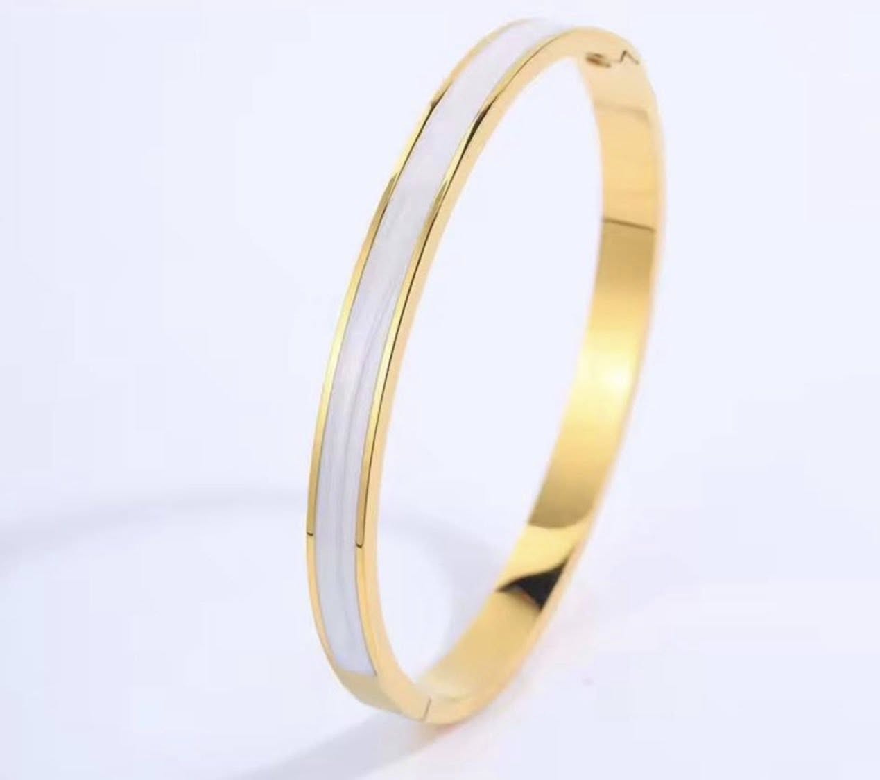 White Lies & Gold Vibes Bangle Bracelet
