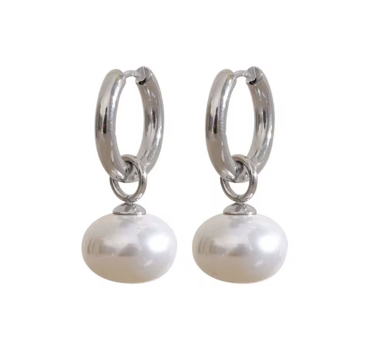 Portofino Pearl Huggie Earrings