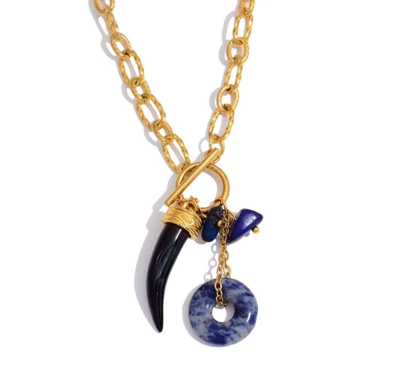 Luna Blue Horn Necklace