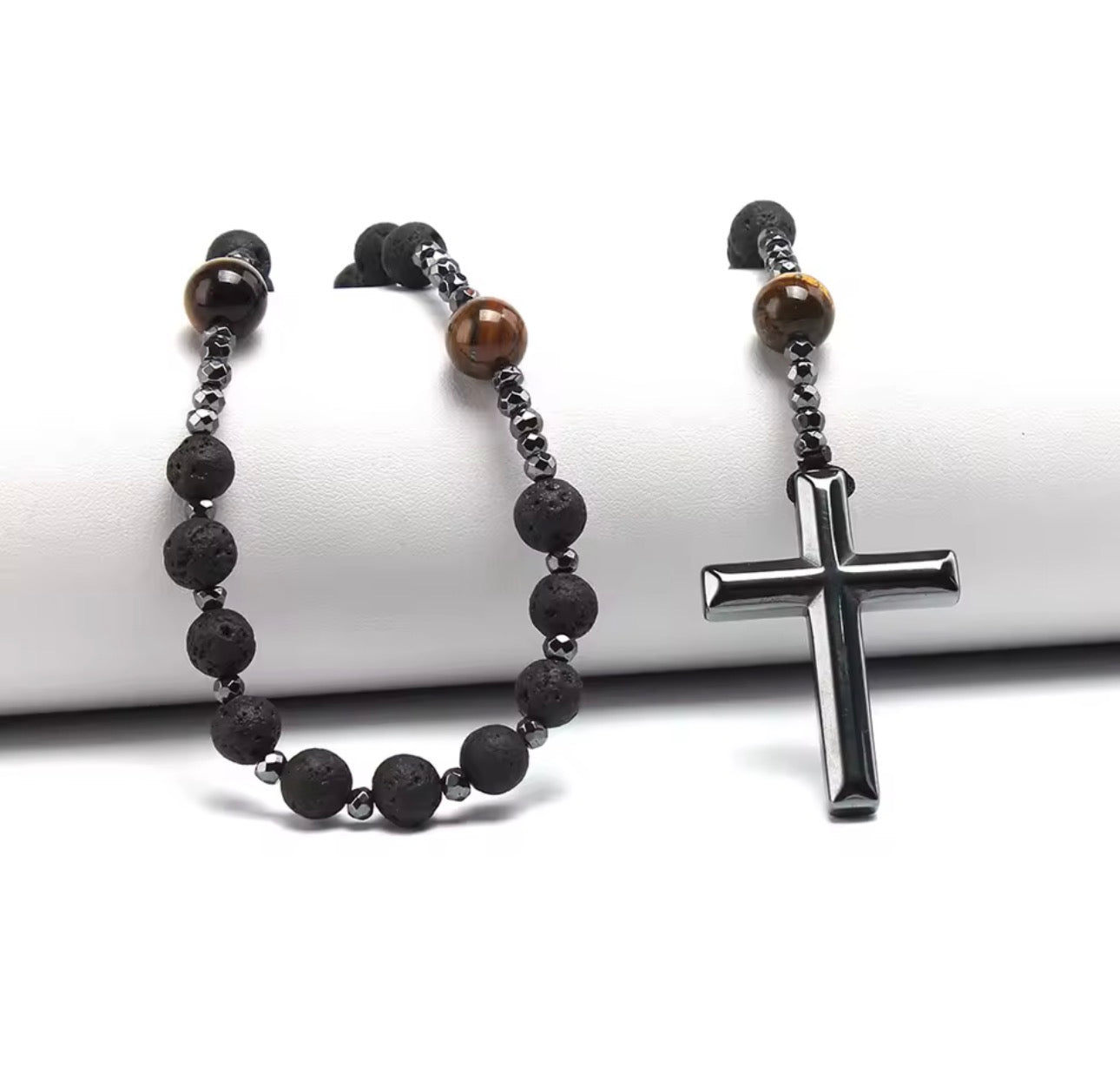 Men’s Lava Stone Cross Necklace