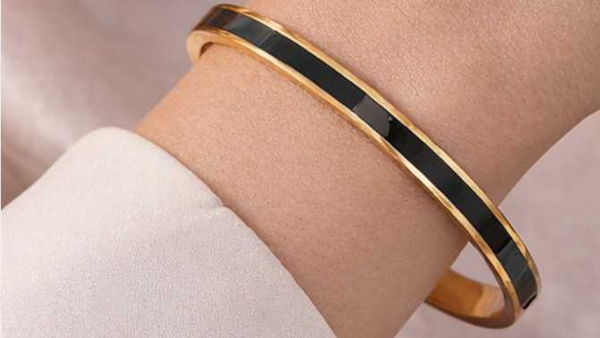Black is my Happy Colour Bangle Bracelet