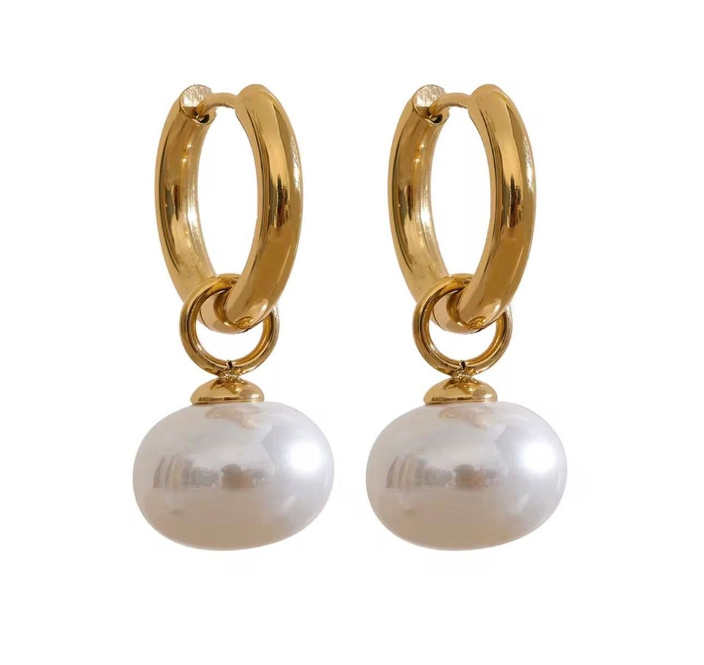 Portofino Pearl Huggie Earrings