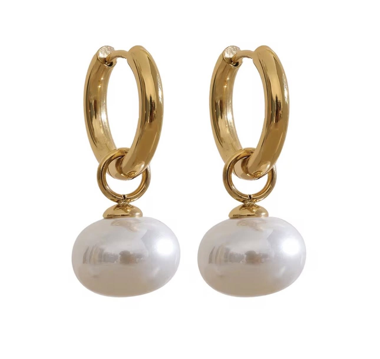 Portofino Pearl Huggie Earrings