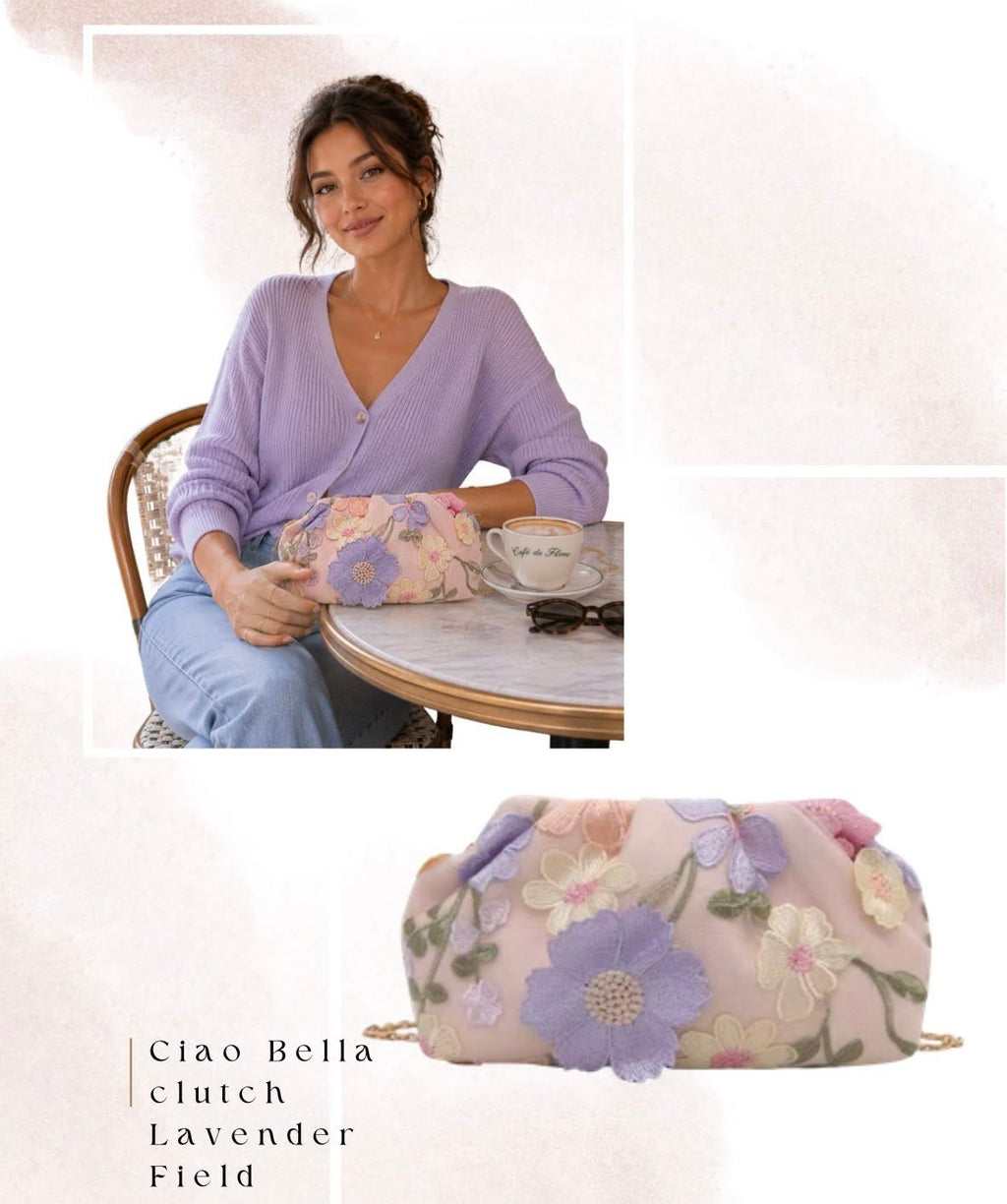 Lavender Bloom Canvas Clutch