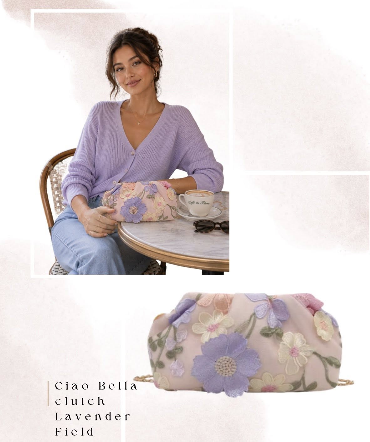Lavender Bloom Canvas Clutch