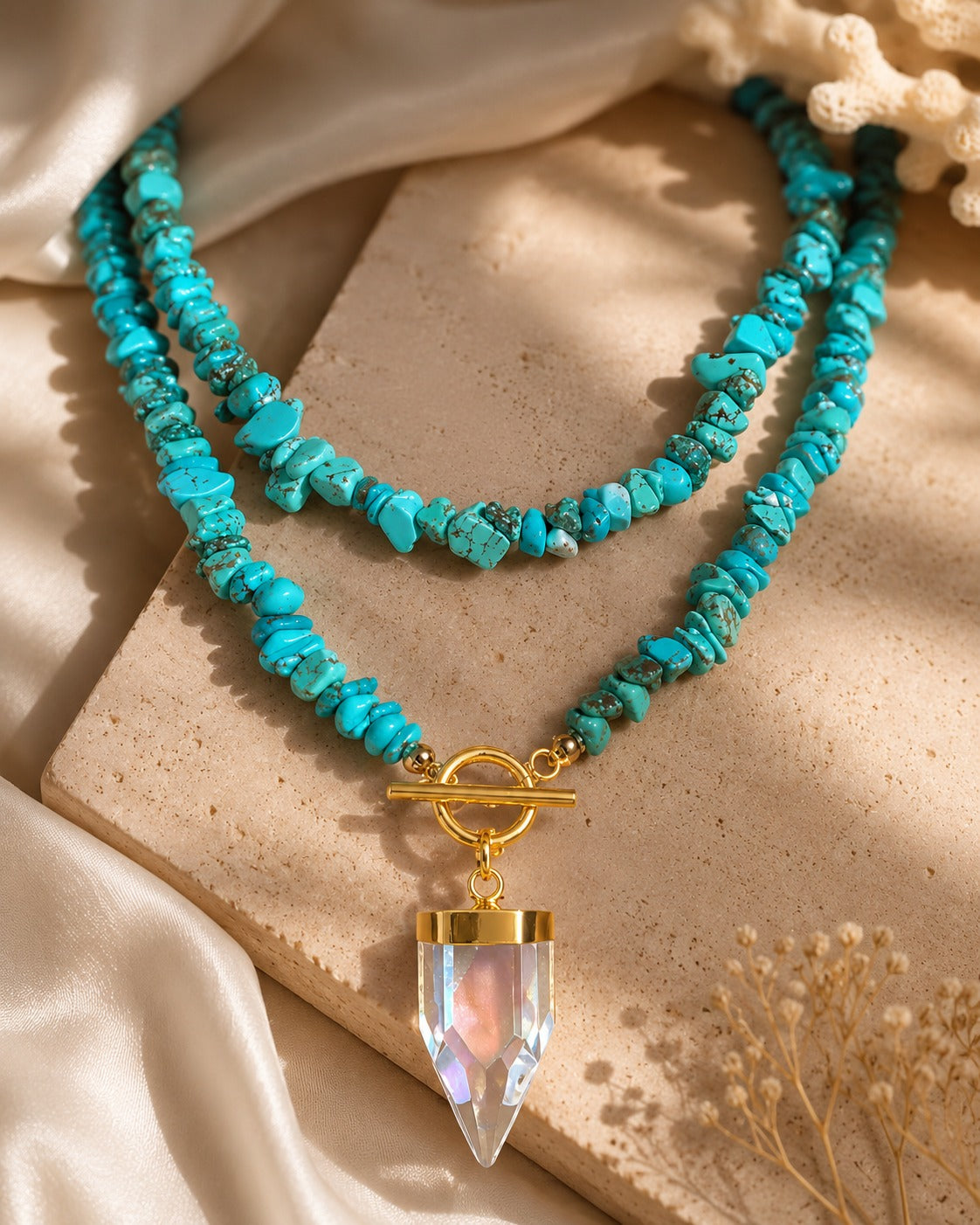 Long Turquoise Pendant Necklace